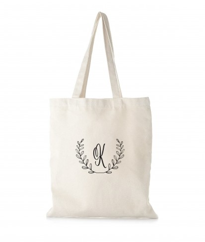 Personalised Cotton Eco-friendly White Tote Bag with Initial